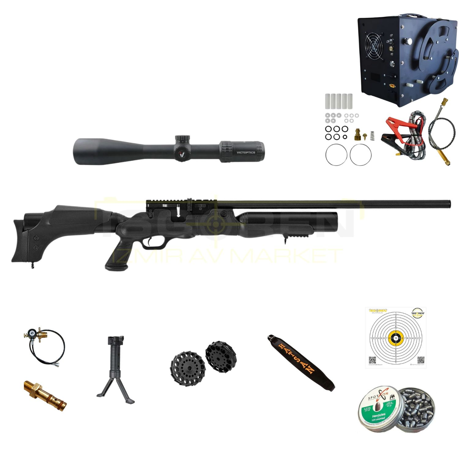 Hatsan Hercules 666 6.35 PCP Kompresörlü Full Set Havalı Tüfek - Uzun Menzilli Yüksek Performans