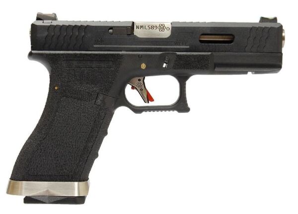 WE GLOCK17 G17 T5 GBB AIRSOFT TABANCA Siyah Gövde / Siyah Sürgü / Silver Namlu (WE-G001WET-5)