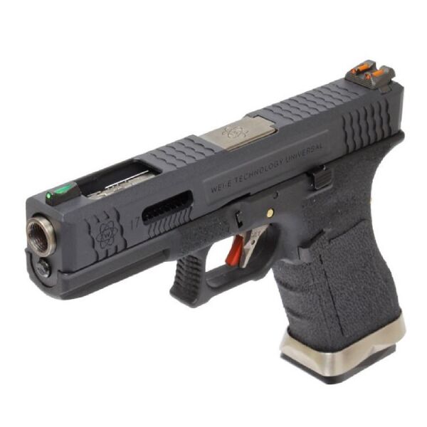 WE GLOCK17 G17 T5 GBB AIRSOFT TABANCA Siyah Gövde / Siyah Sürgü / Silver Namlu (WE-G001WET-5)