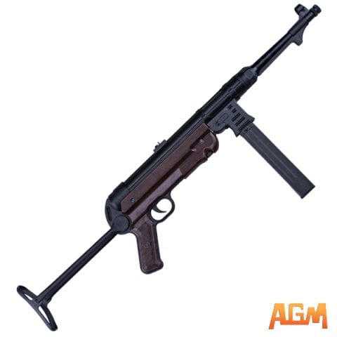 AGM MP-007 MP40 AEG AİRSOFT SMG TÜFEĞİ, SİYAH, AĞAÇ