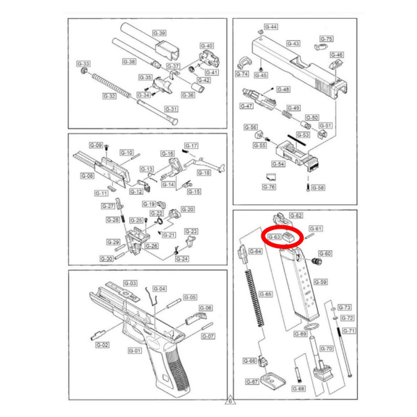 We Glock 19 Şarjör Gaz Çıkış Contası Parça No G19 #063