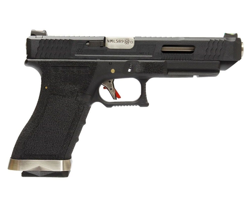 WE G34 T5 Siyah Sürgü/Gümüş Namlu/Siyah Gövde GBB Airsoft Tabanca