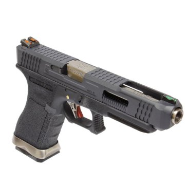 WE G34 T5 Siyah Sürgü/Gümüş Namlu/Siyah Gövde GBB Airsoft Tabanca