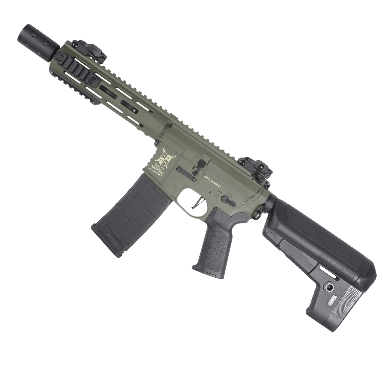 Delta Armory M4 AR15 M-LOK SilentOps 8'' Charlie HAKİ Airsoft Tüfek SET DA-C10-OLV