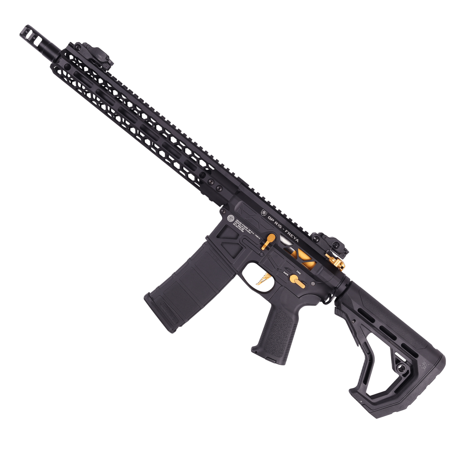 Delta Armory HEXAGON SKELETON FREYA 12.5''GEN.2 SIYAH ALTIN Airsoft AEG Tüfek