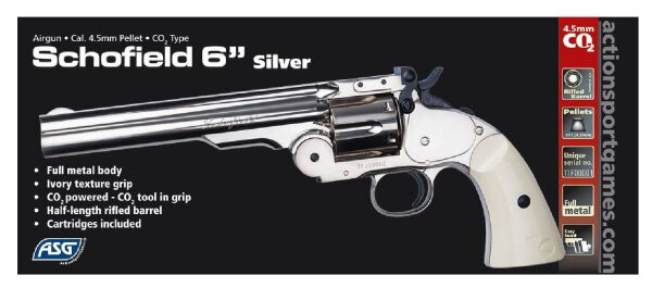 ASG Schofield 4.5mm Toplu Pellet Havalı Tabanca SILVER Beyaz Kabzalı