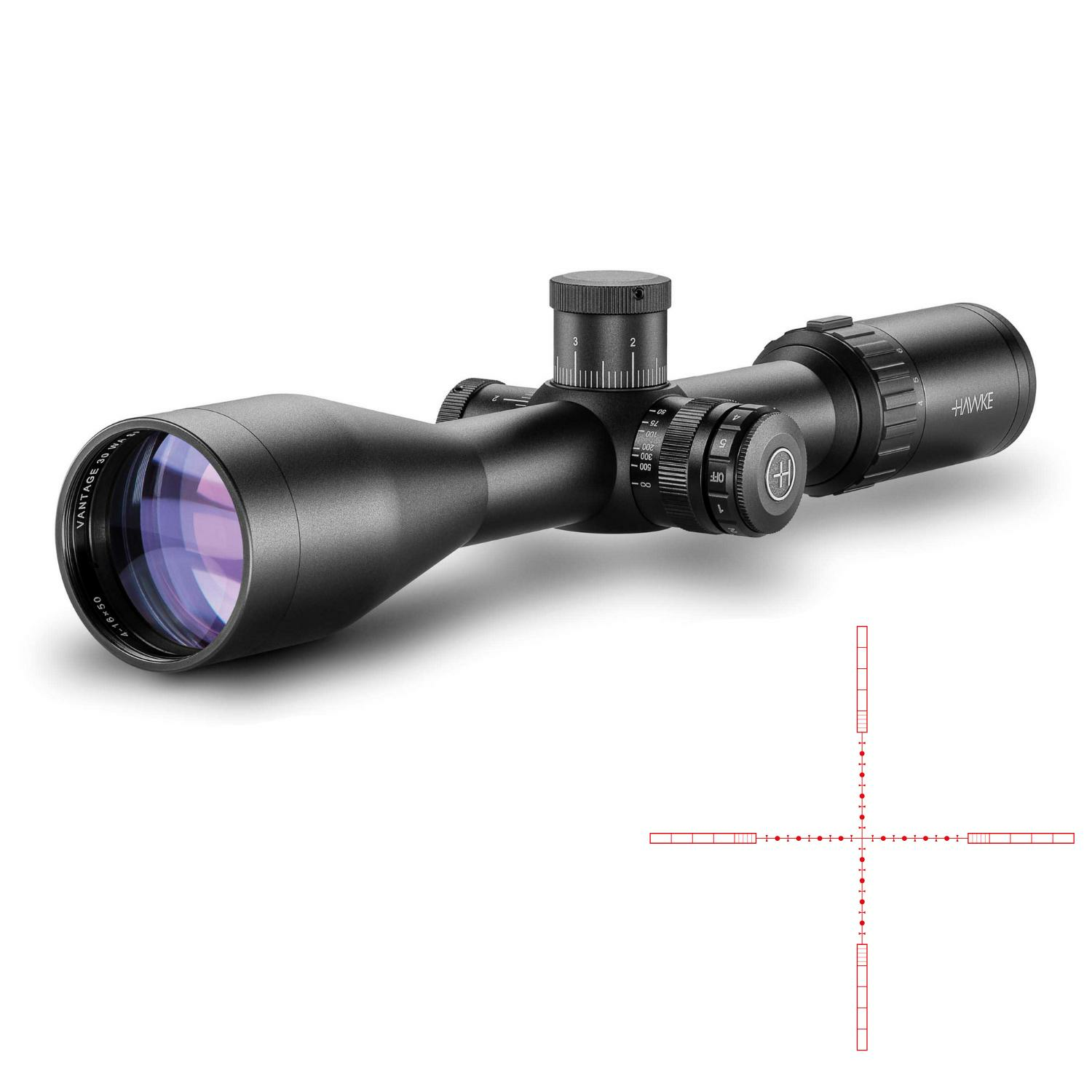 HAWKE Vantage 30mm WE SFP 4-16x50 IR SF (10x 1.2 Mil Dot) MRAD Tüfek Dürbünü 14296