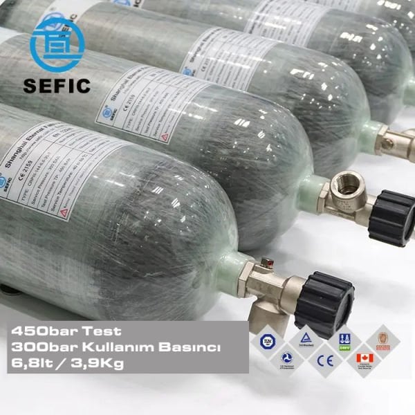 SEFIC 6.8 Litre 300 Bar Karbonfiber Scuba Tüp