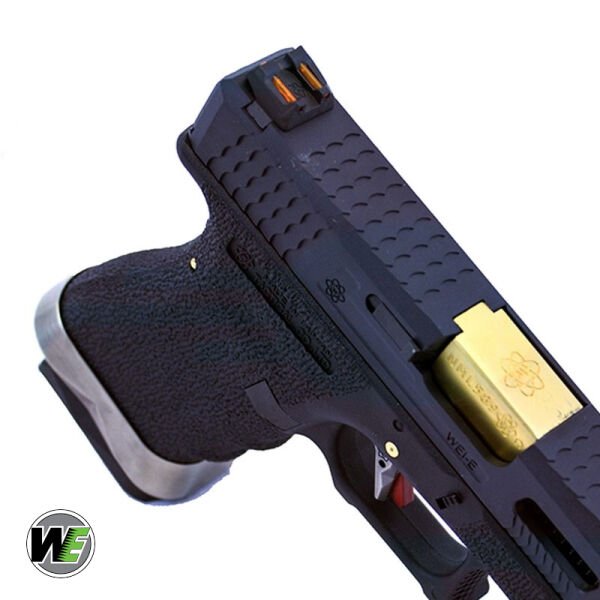 WE Glock G19 T1 SIYAH GOVDE (Siyah Kızak / Altın Namlu) GBB Airsoft Tabanca
