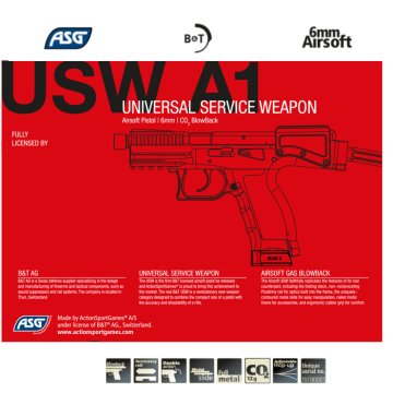ASG BT LISANSLI USW A1 CO2 GBB AIRSOFT TABANCA