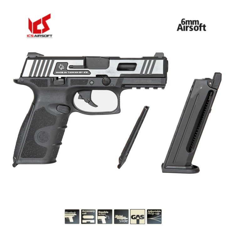 ICS XFG Pistol GBB Airsoft Tabanca - Hairline (Siyah/Gümüş)
