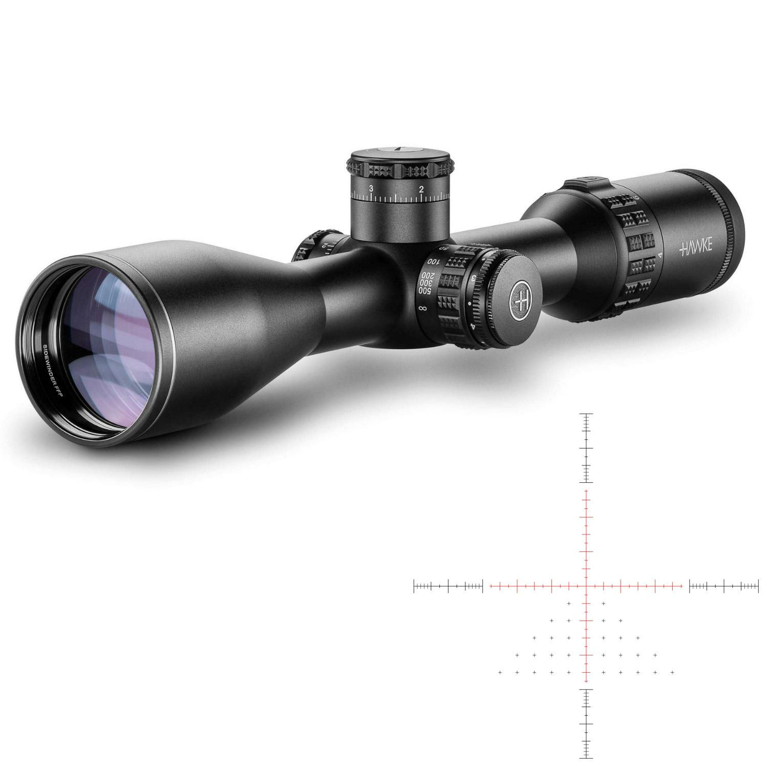 HAWKE SideWinder 30mm FFP 4-16x50 SF (Half Mil Reticle) Yivli Tüfek Dürbünü 17450