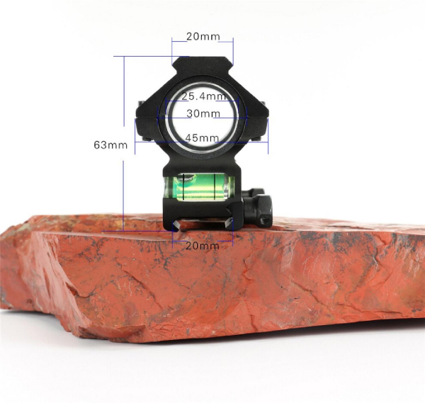 Teagle Y038 SİYAH YÜKSEK Airsoft Tek Parça 30/25.4mm Picatinny Dürbün Montajı Anti Eğim Su Terazili