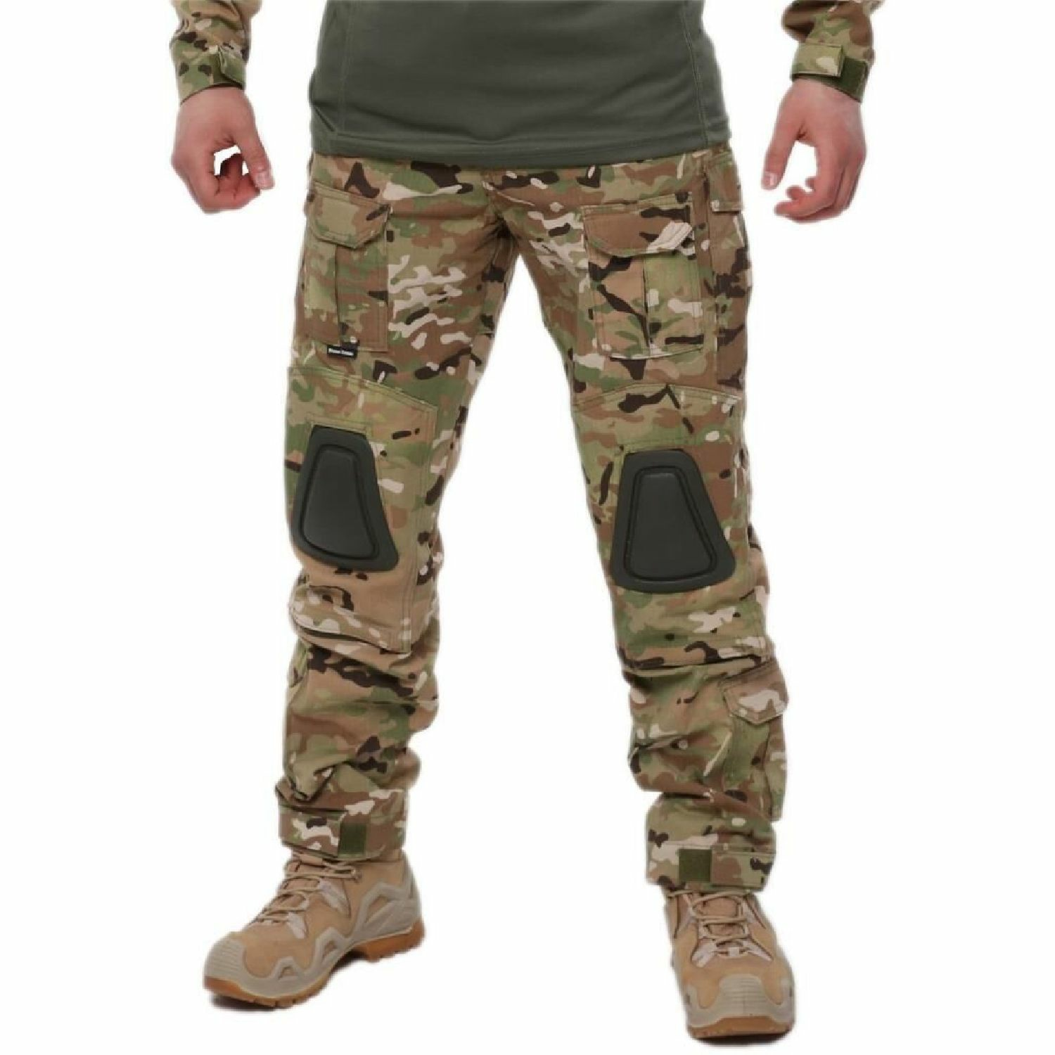 SS Dizlikli Kamuflaj Taktik Erkek & Kadın Outdoor Kargo Pantolon MULTİCAM S