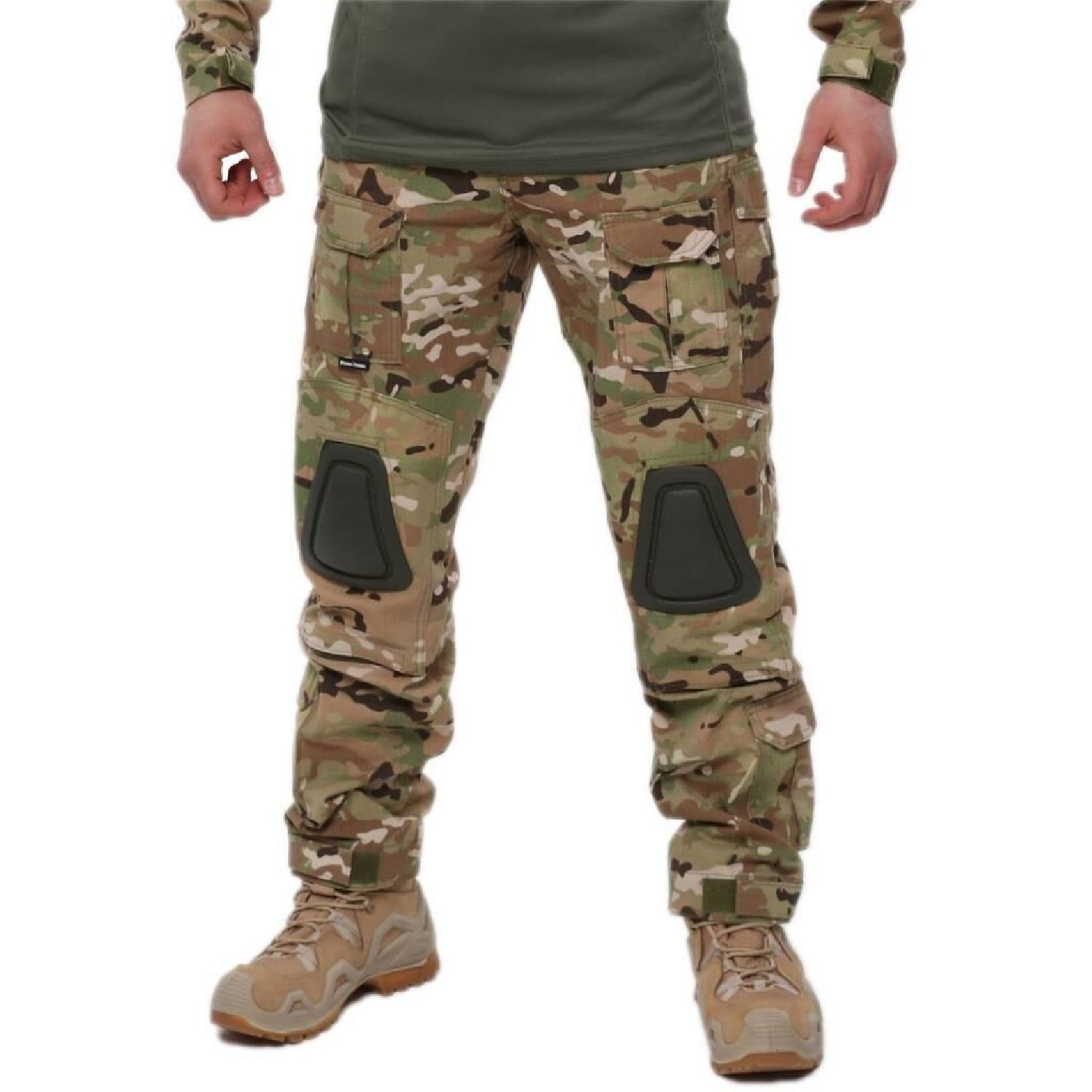 SS Dizlikli Kamuflaj Taktik Erkek & Kadın Outdoor Kargo Pantolon MULTİCAM L