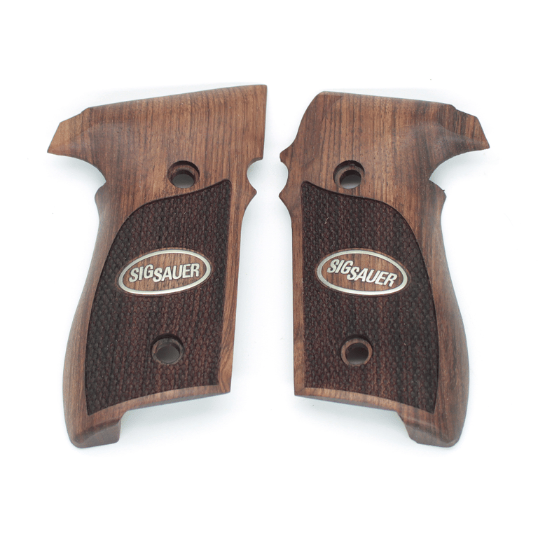 Sig Sauer p228 p229 beyaz metal arma damla motif ceviz ahşap silah kabze