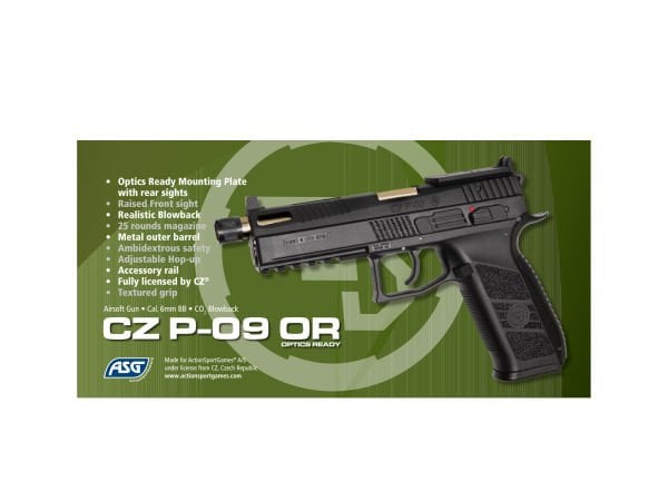 CZ P09 OPTIC AYAK VE CANTALI SİYAH BLOWBACK CO2 AIRSOFT TABANCA