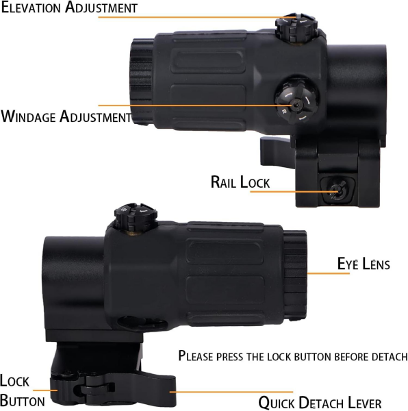 SOTAC 558 G33 BLACK Red  Dot Holographic Reflex Sight + G33 3X Magnifier Combo Built-in Flip QD Mount Nişangah - Siyah