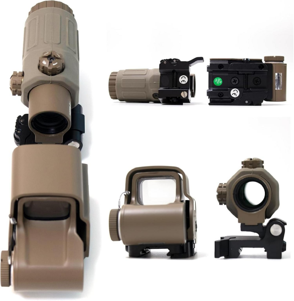 SOTAC 558 G33 TAN Red Dot Holographic Reflex Sight + G33 3X Magnifier Combo Built-in Flip QD Mount Nişangah - TAN