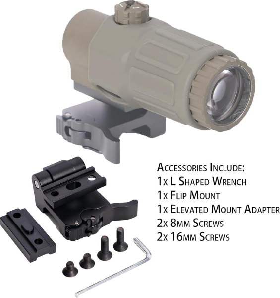 SOTAC 558 G33 TAN Red Dot Holographic Reflex Sight + G33 3X Magnifier Combo Built-in Flip QD Mount Nişangah - TAN