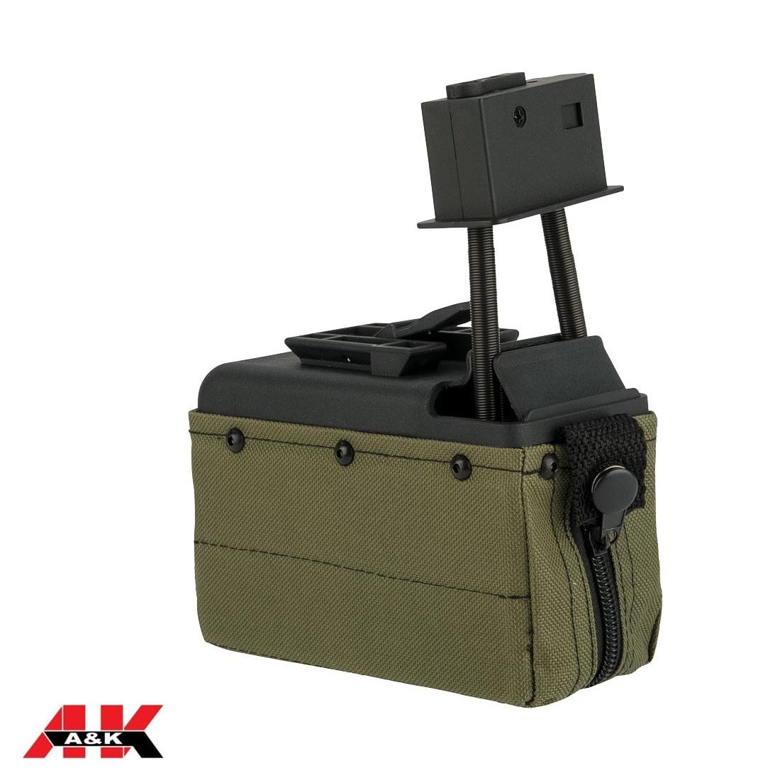 A&K Airsoft M249 Tipi AEG'ler için 1500 BB Box Şarjör - Yeşil Renk