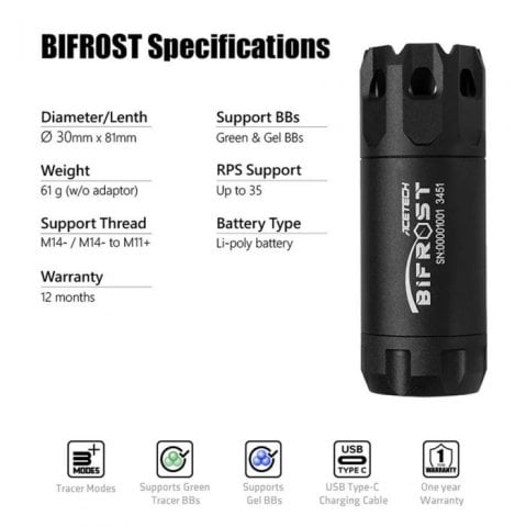 Acetech Bifrost MULTICOLOR RAINBOW Airsoft Tracer izli Mermi Aparatı