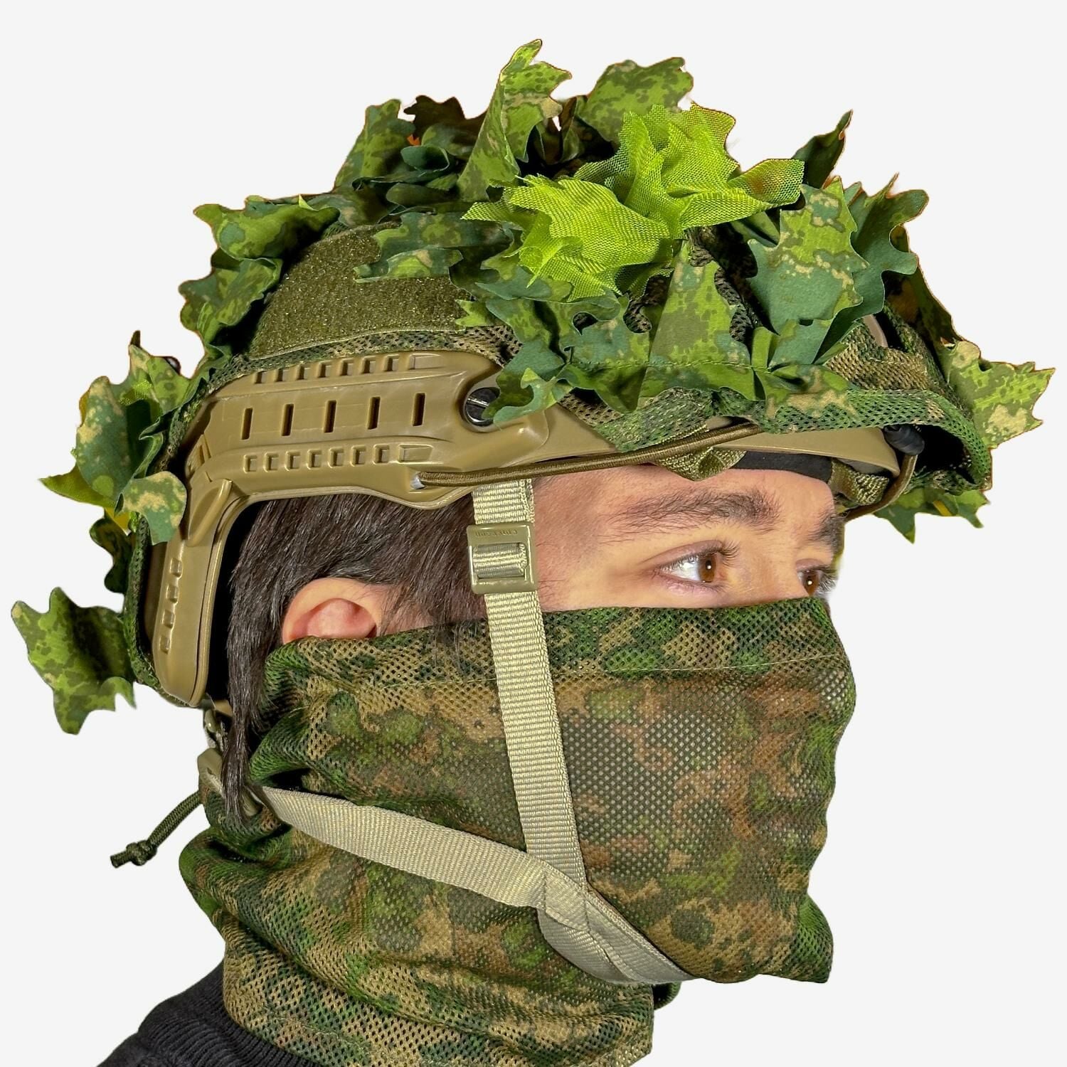 KMCS Helmet Cover Ayarlanabilir 3D Yapraklı Kask Kamuflajı - Yeşil