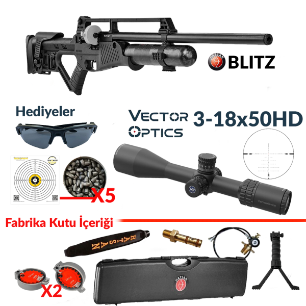 Hatsan Blitz AUTO PCP VectorOptics ORION 3-18x50HD Kampanya Seti
