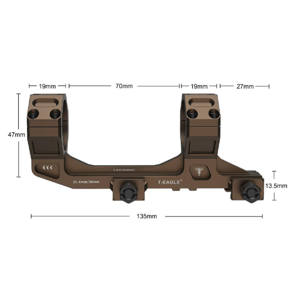 T-Eagle Y037 Tan Alçak Profil Tek Parça 30/25.4mm Picatinny Dürbün Montajı