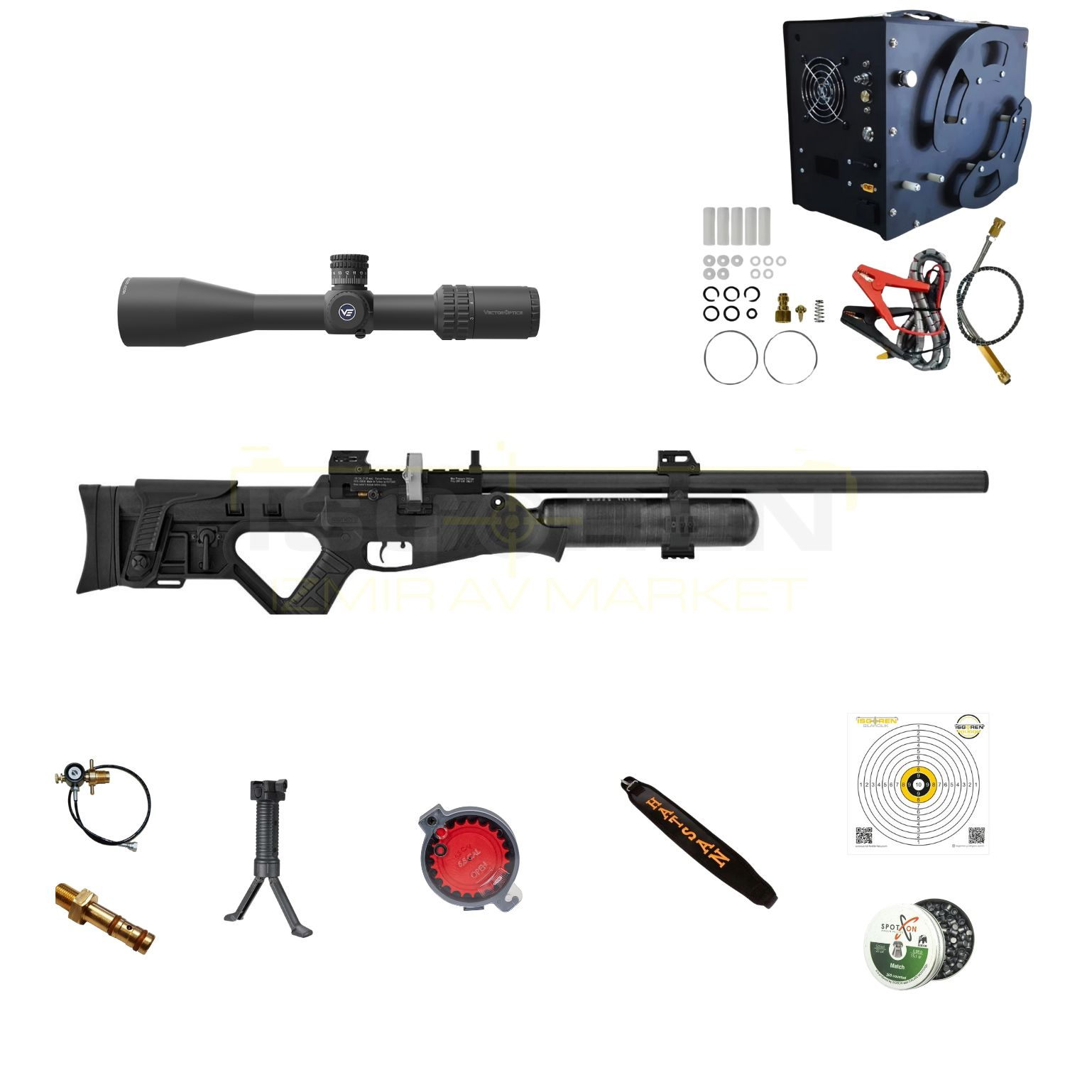 Hatsan Blitz Full & Semi AUTO PCP 5.5 KOMPRESÖRLÜ HAVALI TÜFEK SETİ / 3-18X50 HD