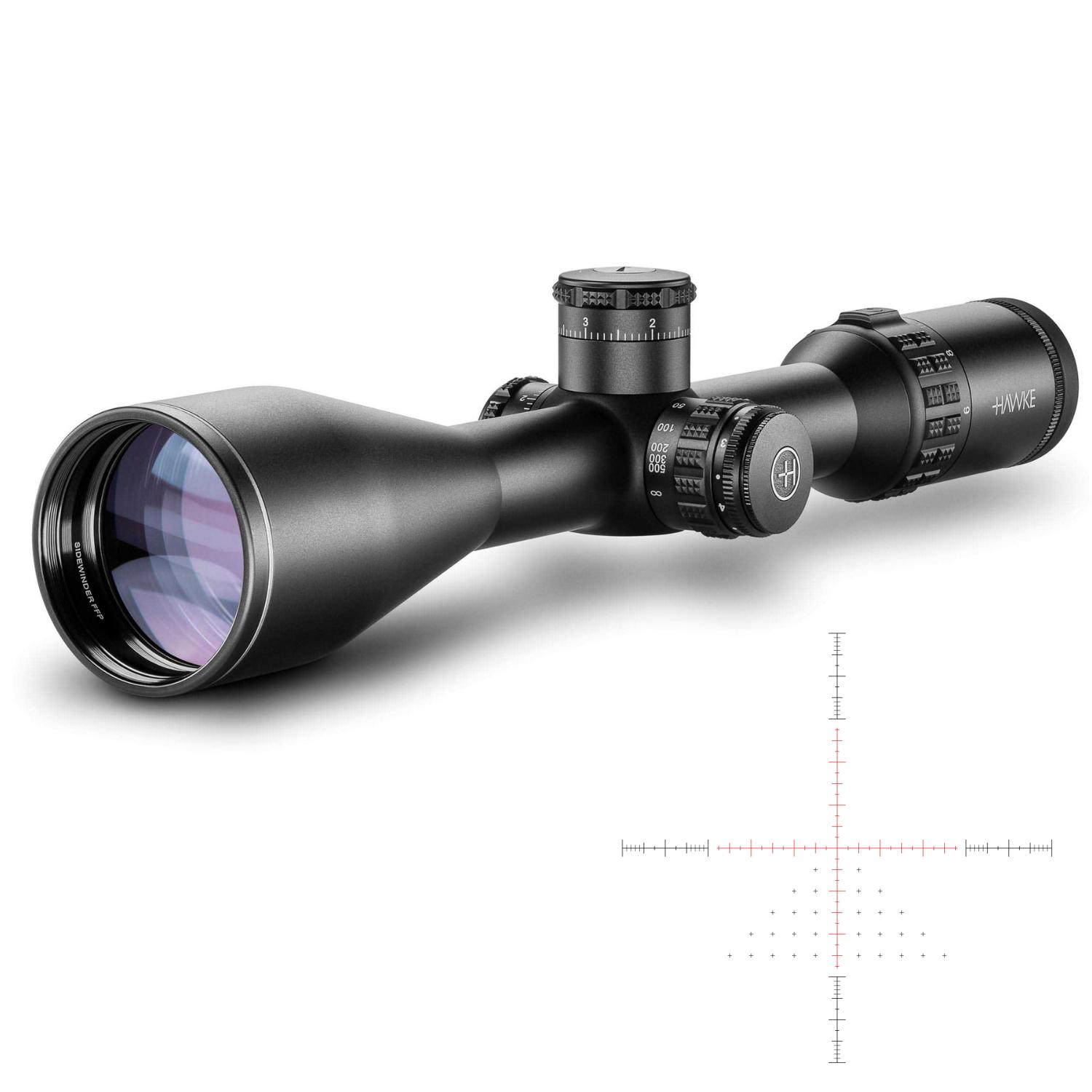HAWKE SideWinder 30mm FFP 6-24x56 SF (Half Mil Reticle) Yivli Tüfek Dürbünü 17460