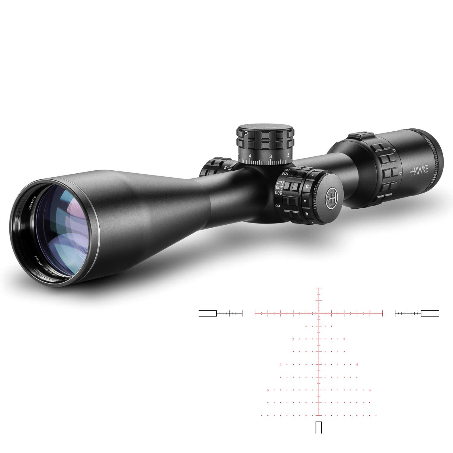 HAWKE Frontier 30mm SFP 4-24x50 SF IR (Mil Pro 20x) Yivli Tüfek Dürbünü 18431