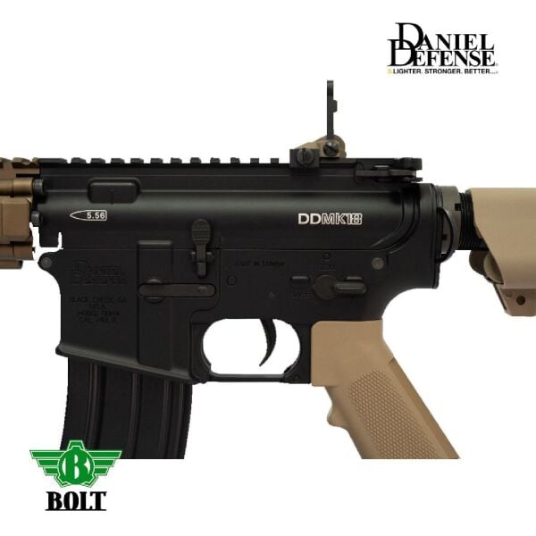 BOLT Daniel Defense Lisanslı DD MK18 MOD1 BRSS Gerçekçi Tepmeli Tan AEG Airsoft Tüfek