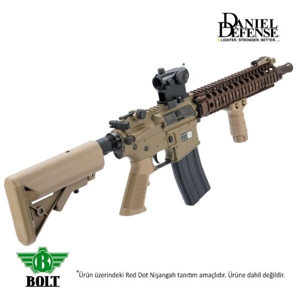 BOLT Daniel Defense Lisanslı DD MK18 MOD1 BRSS Gerçekçi Tepmeli Tan AEG Airsoft Tüfek