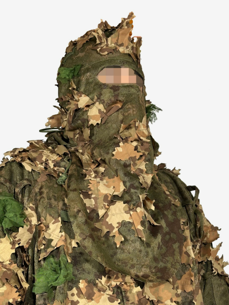 KMCS Standart İki Yönlü Yaprak Şeritli Ghillie Next Gen Brown Kamuflaj Balaklava