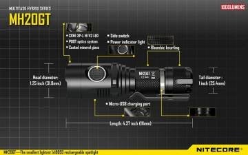 NITECORE MH20GT V3 LED 1000 LUMEN EL FENERI