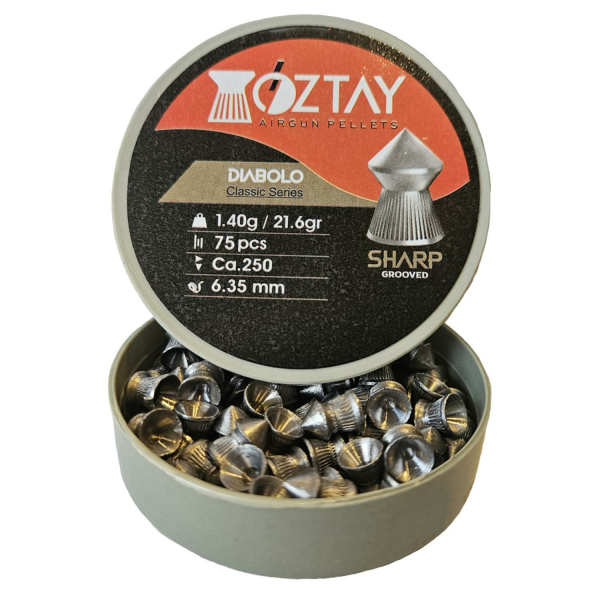 ÖZTAY SHARP GROOVED 6,35MM HAVALI SAÇMA(75 Lİ)