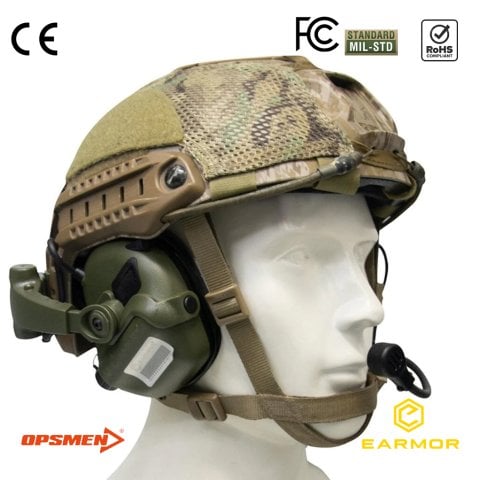 Earmor M32X Mark3 Milpro İşitme Koruyucu Mikrofonlu Arka Ray Uyumlu Kulaklık - Yeşil