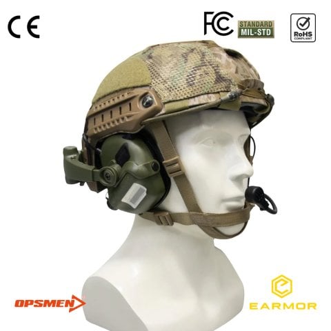 Earmor M32X Mark3 Milpro İşitme Koruyucu Mikrofonlu Arka Ray Uyumlu Kulaklık - Yeşil