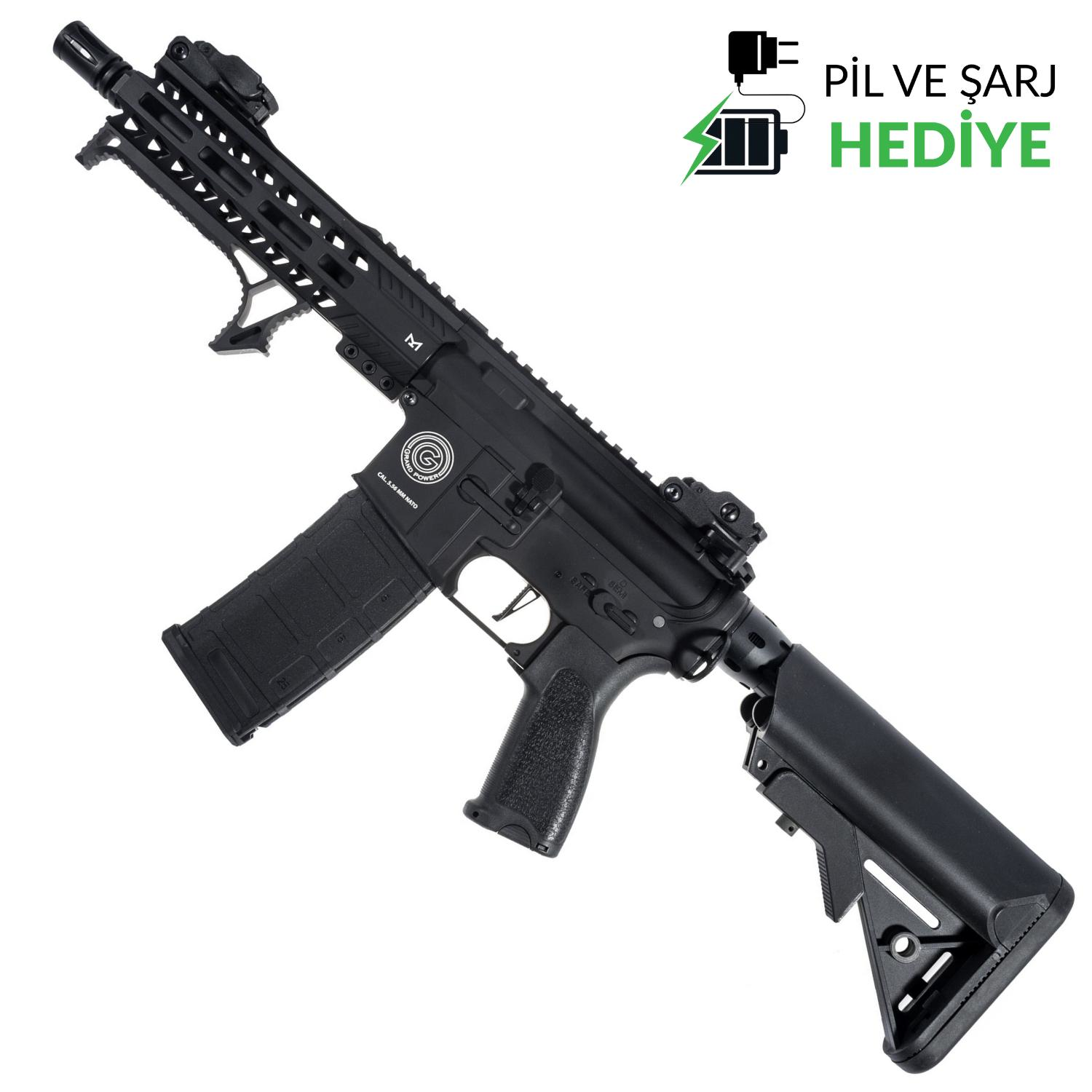 Delta Armory Grand Power AR15 MLOK SHORT ALPHA PIL SARJ SET Airsoft Tüfek / Siyah DA-GP-A13