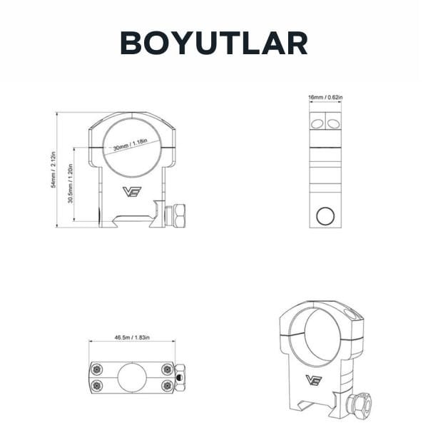 (SCTM-08) 30mm Mark Yüksek Dürbün Ayağı