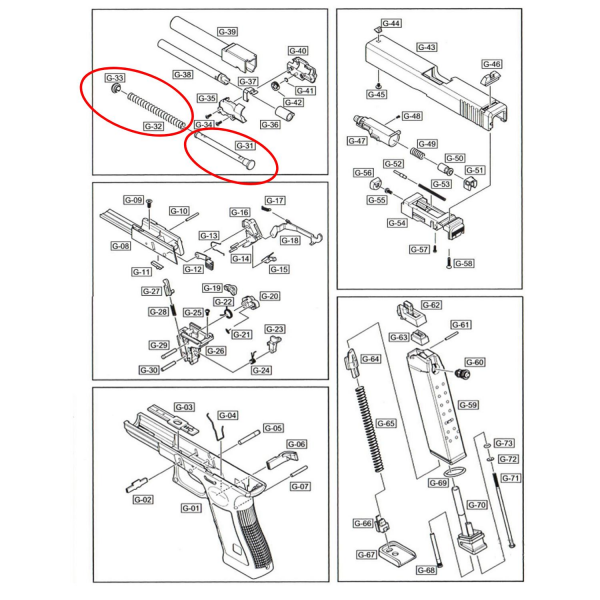 We G19 Serisi İcra Mili ve Yayı Set Parça No #31-31-33