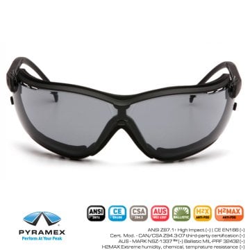 PYRAMEX V2G GRİ ANTI-FOG BALISTIK GÖZLÜK EGB1820ST - Siyah Çerçeve