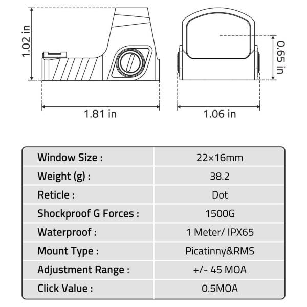 CVLIFE WolfCovert 2MOA Red Dot (RMS/RMSC Uyumlu)