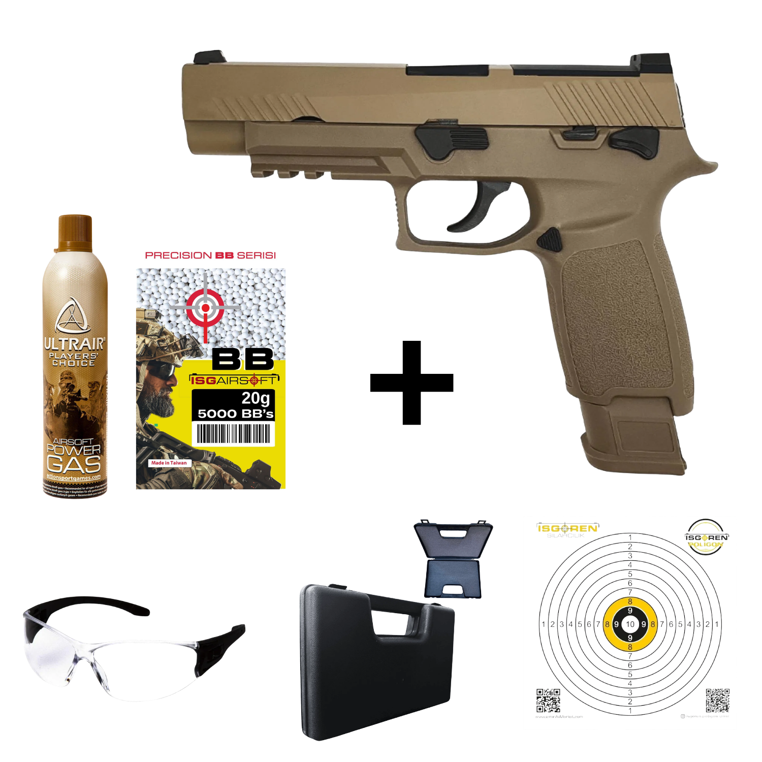We AEG SIG P320 M17 Green Gas GBB Airsoft Tabanca (F17)  Seti - Tan