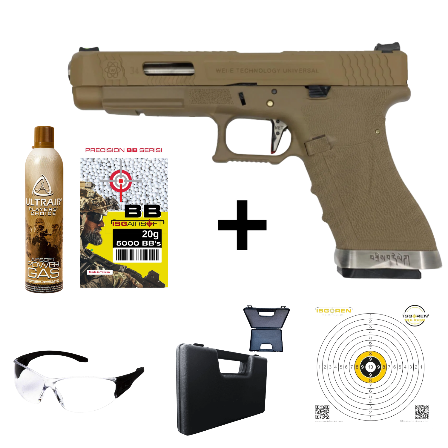WE Glock34 G34 T10 GBB Airsoft Tabanca Seti-Tan