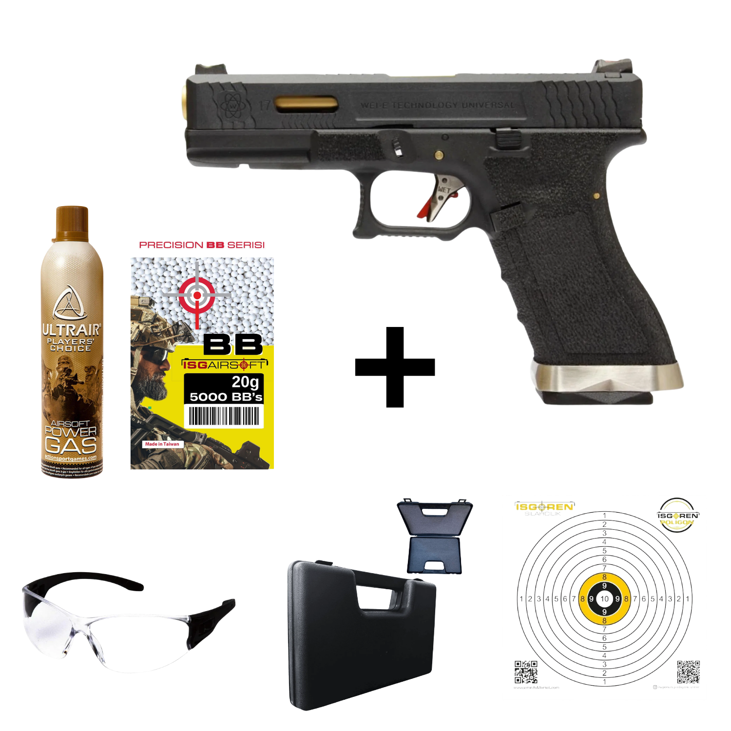 We Glock17 G17 T1 GBB Aırsoft Tabanca Seti
