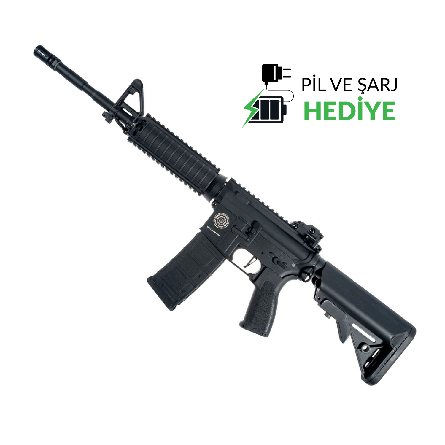 Delta Armory Grand Power AR15 RIS Charlie PIL SARJ SET Airsoft Tüfek / Siyah DA-GP-C03