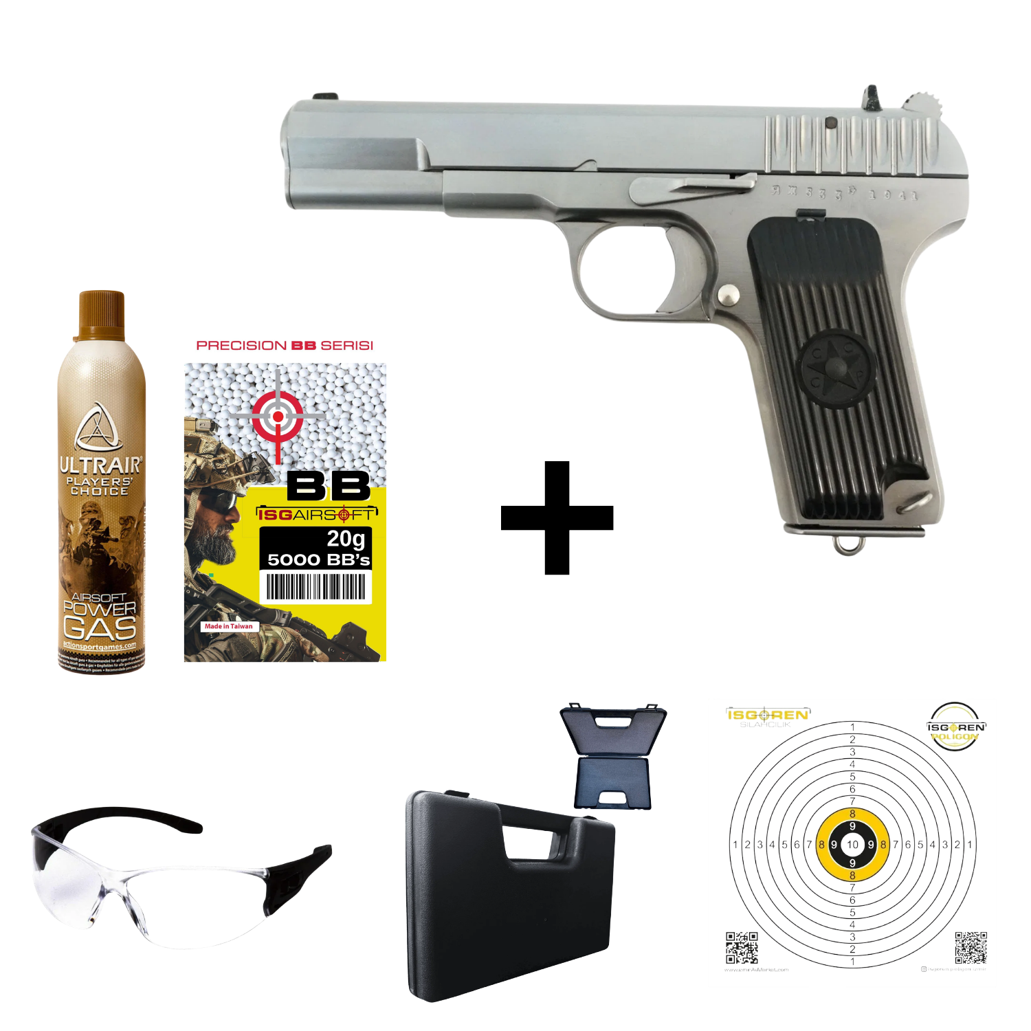 WE Tokarev SILVER TT3 GBB Airsoft GasBlowback Gümüş Tabanca Seti