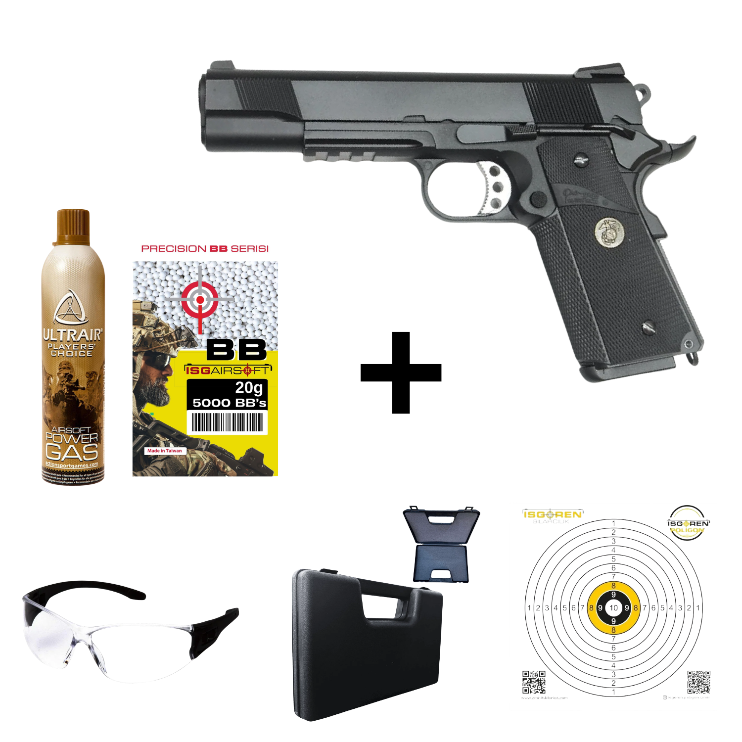We 1911 MEU RAIL Siyah Aırsoft Tabanca Seti